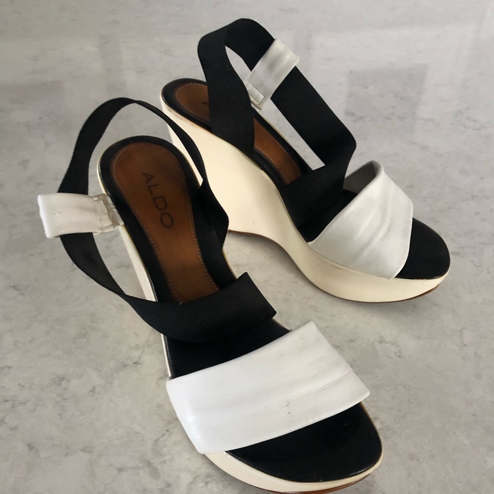 Aldo black and white wedge Sandle